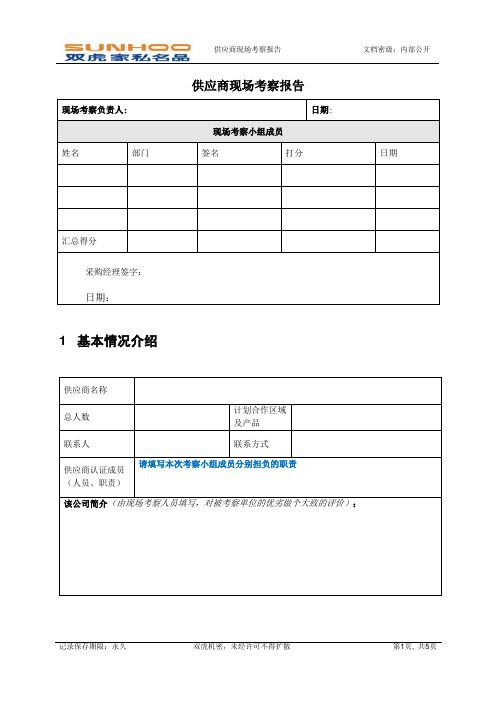 供应商现场考察报告