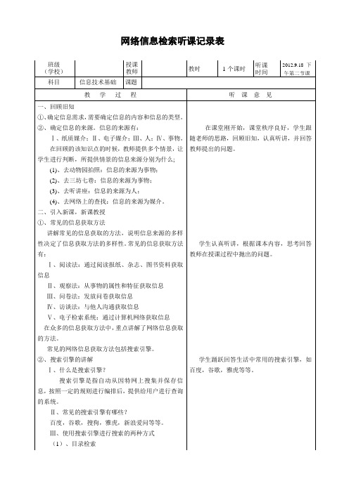 网络信息检索听课记录