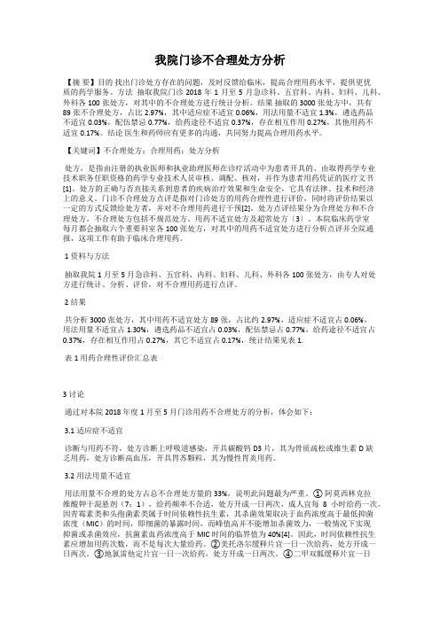 我院门诊不合理处方分析