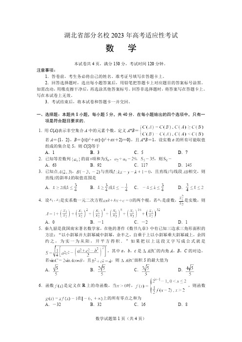 湖北省部分名校2023届高三下学期5月高考适应性考试数学试卷及答案