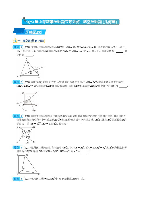 填空压轴题(几何篇)-2023年中考数学压轴题专项训练(学生版)