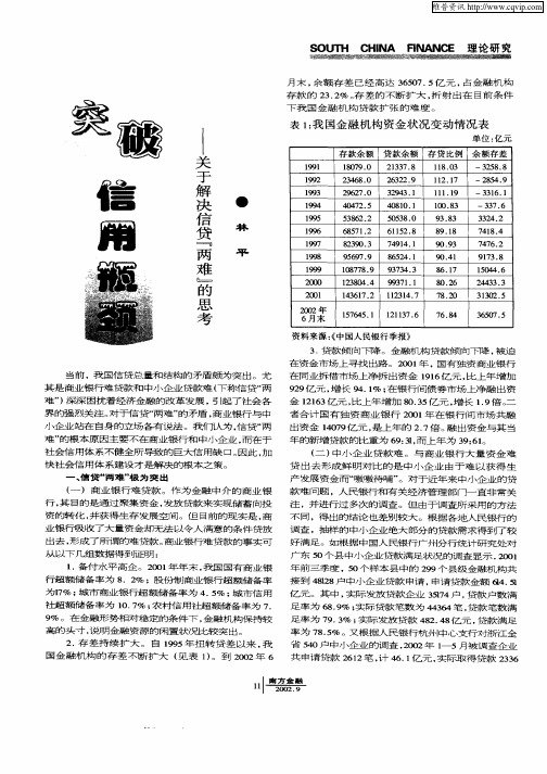 突破信用瓶颈—关于解决信贷“两难”的思考