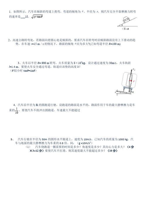 火车转弯问题----斜面上的圆周运动