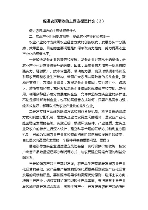 促进农民增收的主要途径是什么（2）