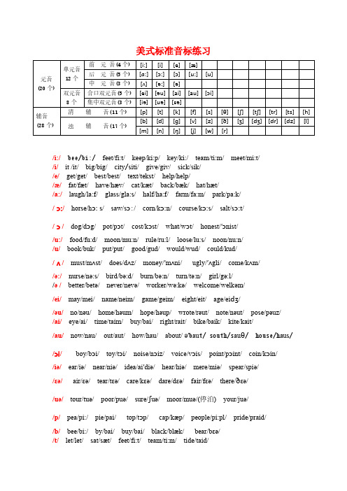 美式音标发音表