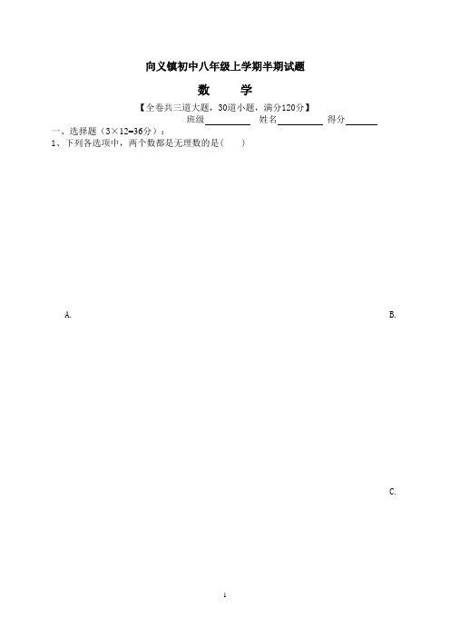 2011年八年级上期期中试题