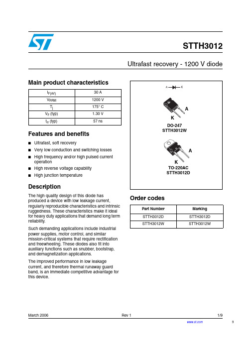 STTH3012中文资料