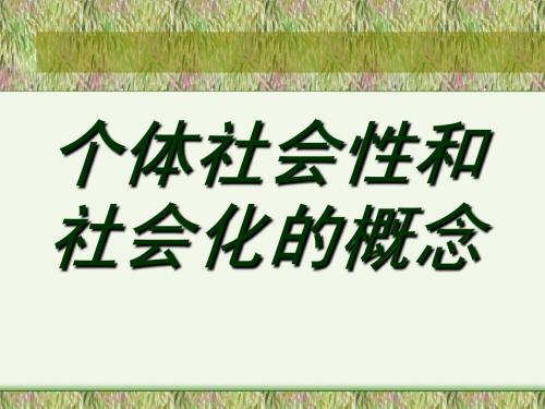 个体社会性和社会化的概念