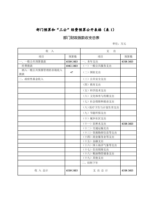 部门预算和三公经费预算公开表格(表1)