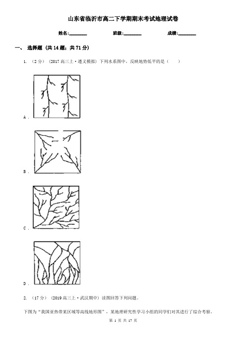 山东省临沂市高二下学期期末考试地理试卷