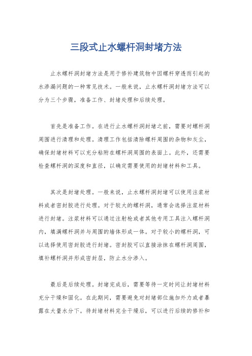 三段式止水螺杆洞封堵方法