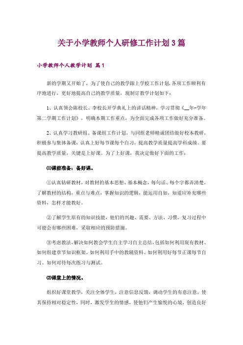 关于小学教师个人研修工作计划3篇