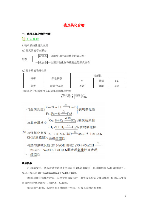 高考化学复习硫及其化合物精品讲义新人教版必修1