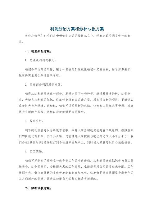 利润分配方案和弥补亏损方案