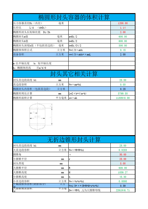 压力容器体积计算