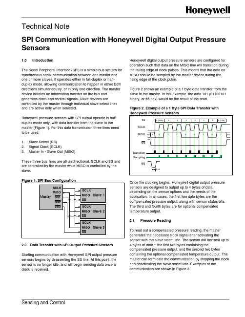 霍尼韦尔 气压传感器SPI通信技术说明书