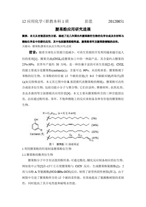 腰果酚应用研究进展..