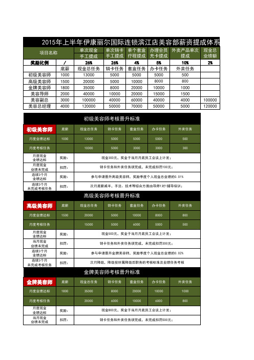 2015—2020年美容行业美容师薪资提成、考核、晋升标准体系(同涛涛)