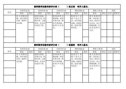 幼儿园教学技能考核评分表