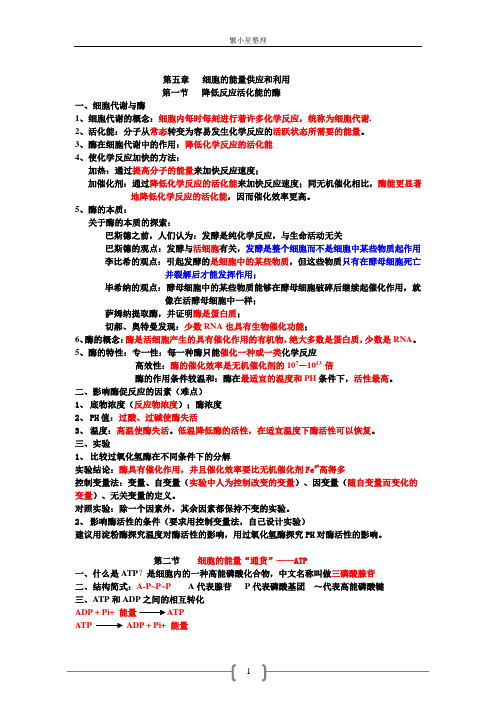 高一生物必修一第五章知识点总结