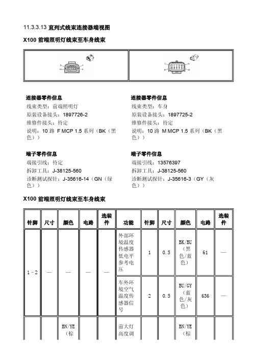 11.3.3.13 直列式线束连接器端视图《2012雪佛兰爱唯欧全车电路图》