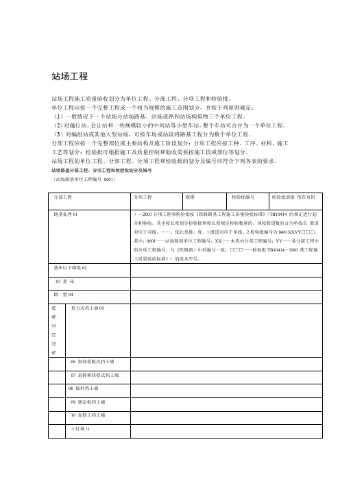 铁路站场工程检验批表格大全