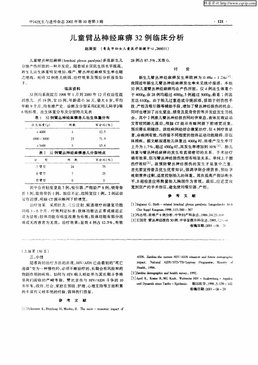 儿童臂丛神经麻痹32例临床分析