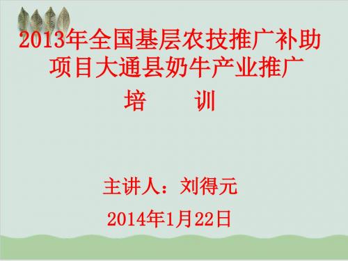 农技推广补助项目奶牛产业育成牛饲养技术培训PPT课件( 37页)