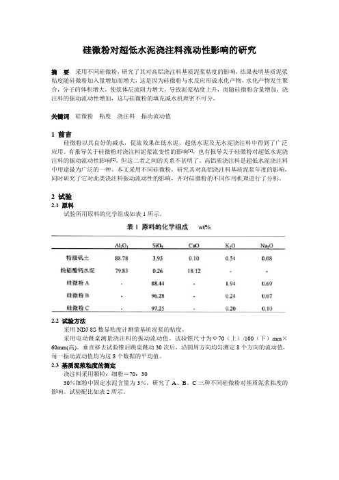 硅微粉对超低水泥浇注料流动性影响的研究