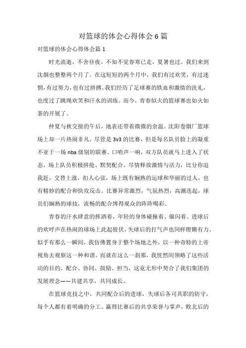 对篮球的体会心得体会6篇