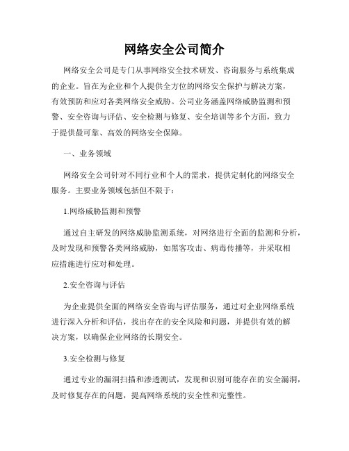 网络安全公司简介