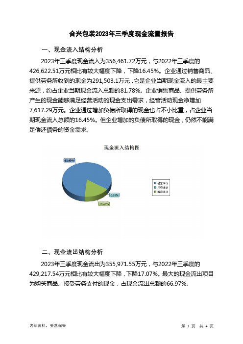 002228合兴包装2023年三季度现金流量报告