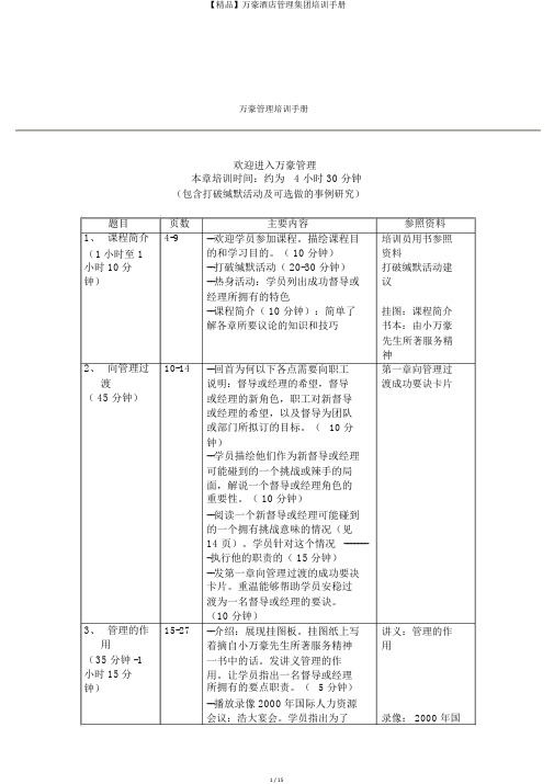 【精品】万豪酒店管理集团培训手册