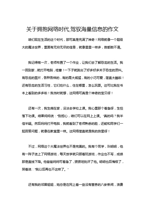 关于拥抱网络时代,驾驭海量信息的作文