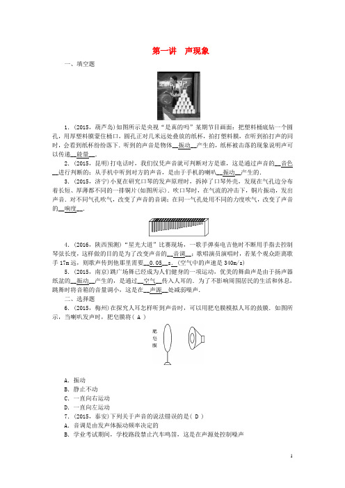 陕西省中考物理 考点跟踪突破 第一讲 声现象