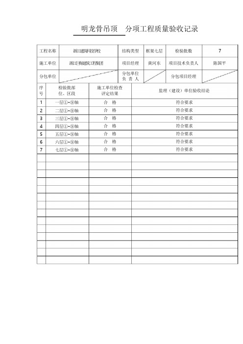 明龙骨吊顶分项工程质量验收记录范文