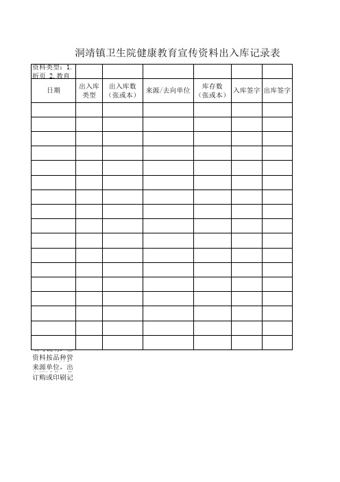 健康教育宣传资料发放登记表