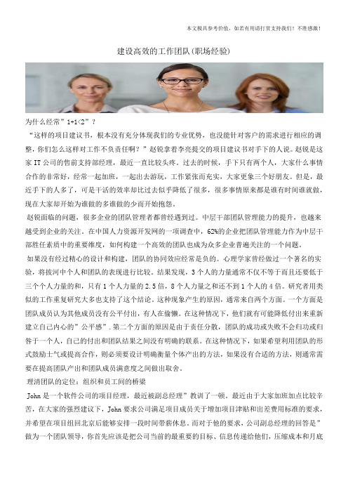 建设高效的工作团队(职场经验)