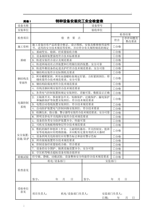 特种设备安全检查表(整套共8张表)