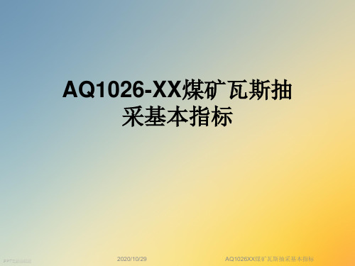 AQ1026XX煤矿瓦斯抽采基本指标