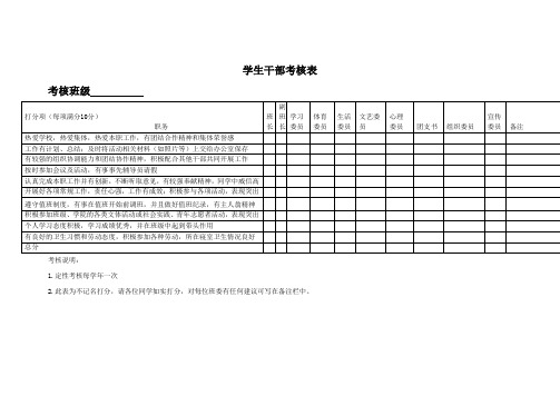 学生干部考核表