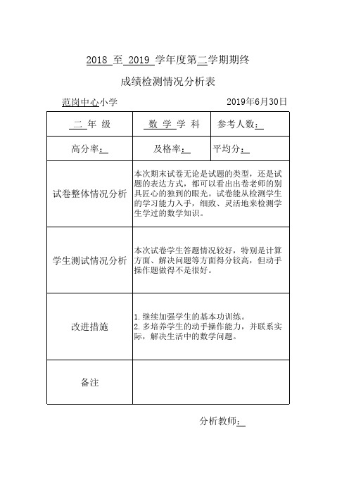 二年级数学试卷分析