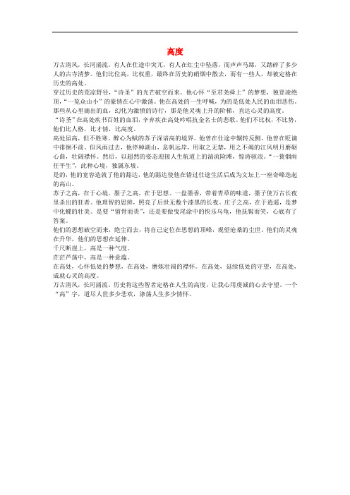 江苏省盐城中学高中语文作文范文14 高度