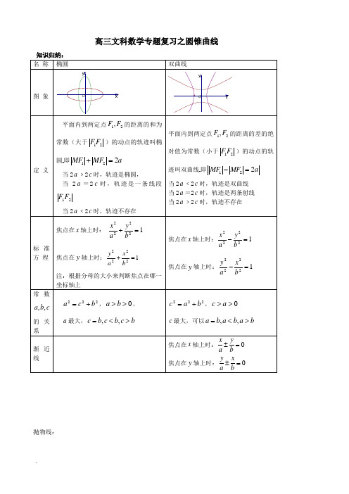 高考文科数学圆锥曲线专题复习