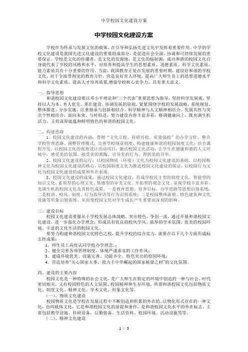 中学校园文化建设方案