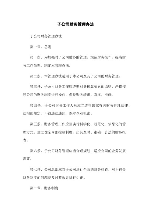 子公司财务管理办法