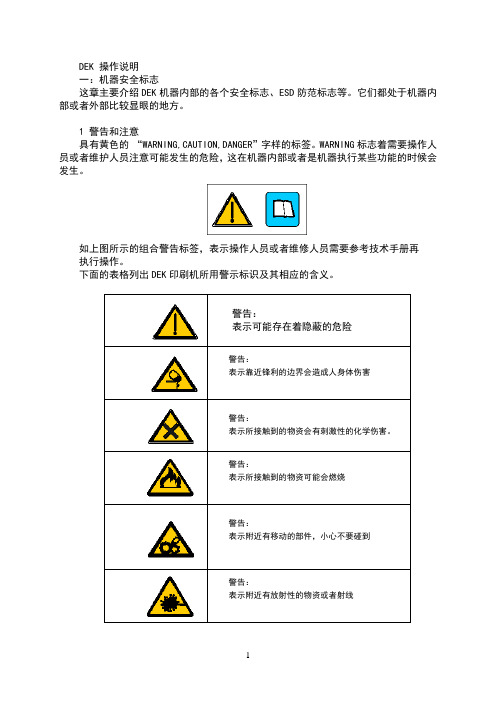 DEK基本操作说明