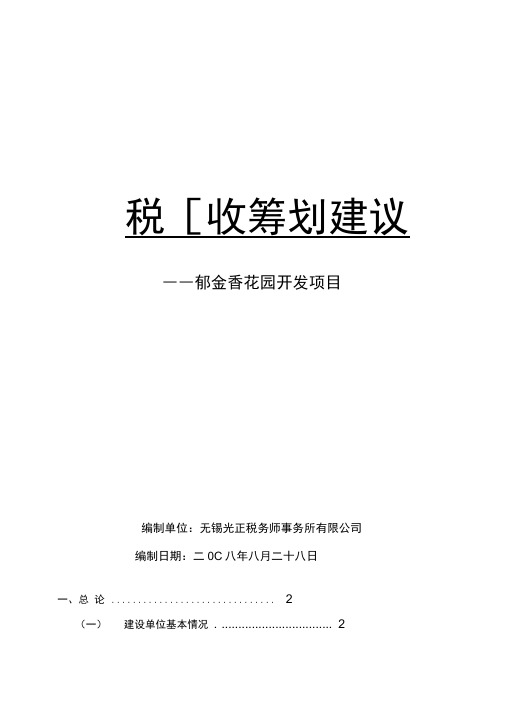 公司税收筹划建议书