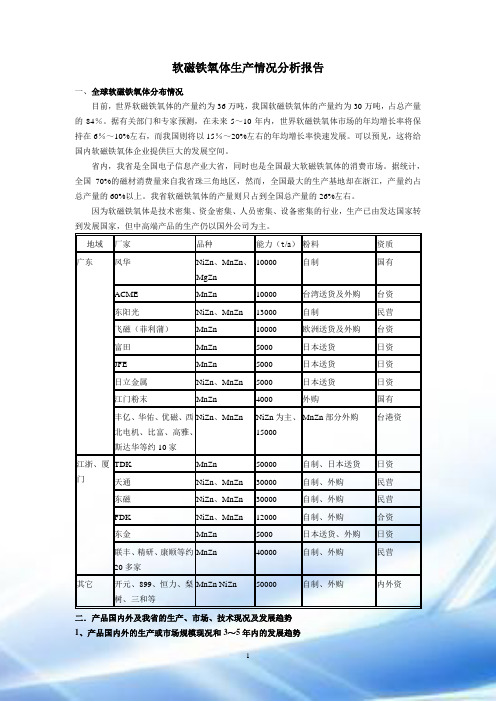 软磁铁氧体生产情况分析报告