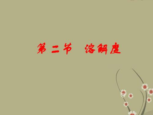 广东省中山市小榄镇永宁中学九年级化学下册 第九单元 课题2 溶解度(第2课时)精品课件 新人教版